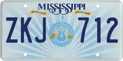 MS license plate ZKJ712