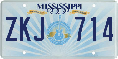MS license plate ZKJ714