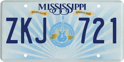 MS license plate ZKJ721