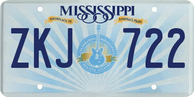 MS license plate ZKJ722