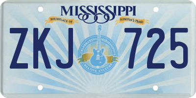 MS license plate ZKJ725