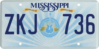 MS license plate ZKJ736