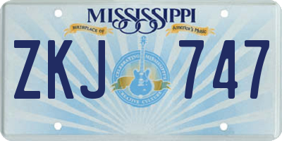 MS license plate ZKJ747