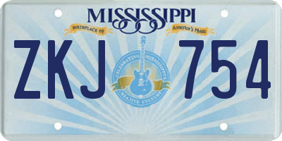 MS license plate ZKJ754