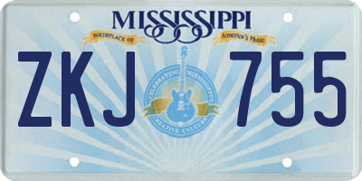 MS license plate ZKJ755