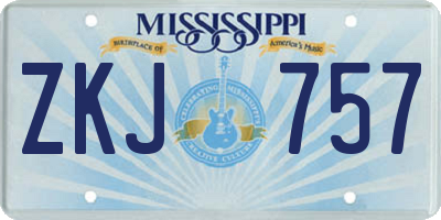 MS license plate ZKJ757
