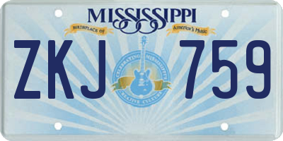 MS license plate ZKJ759