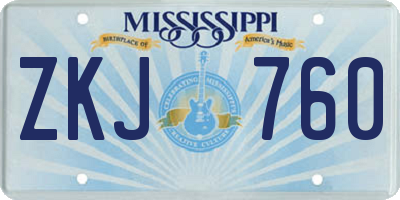 MS license plate ZKJ760