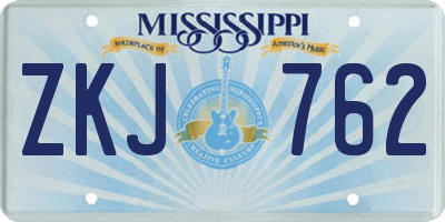 MS license plate ZKJ762