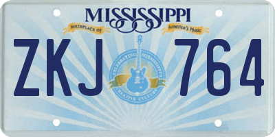 MS license plate ZKJ764