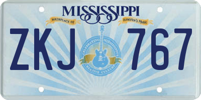 MS license plate ZKJ767