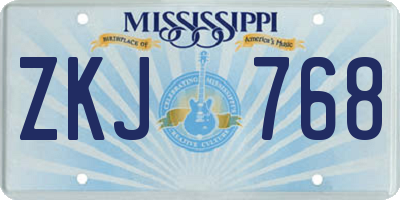 MS license plate ZKJ768