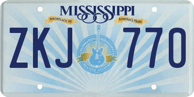 MS license plate ZKJ770