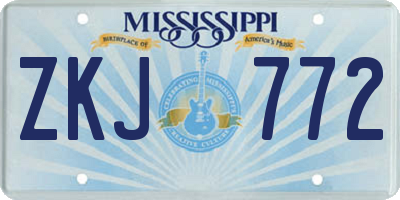 MS license plate ZKJ772