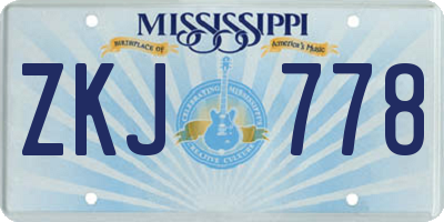 MS license plate ZKJ778
