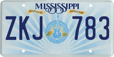 MS license plate ZKJ783