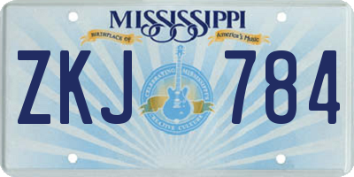 MS license plate ZKJ784