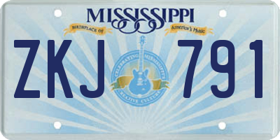 MS license plate ZKJ791