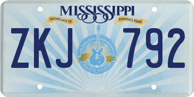 MS license plate ZKJ792