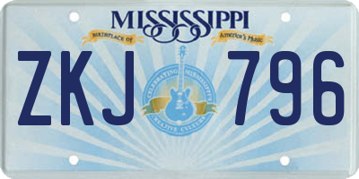 MS license plate ZKJ796
