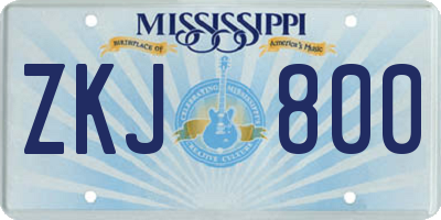 MS license plate ZKJ800