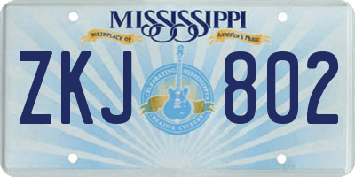 MS license plate ZKJ802