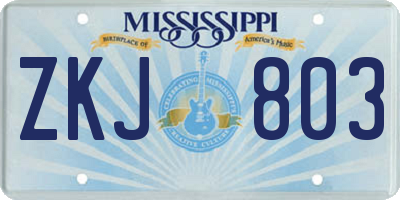 MS license plate ZKJ803