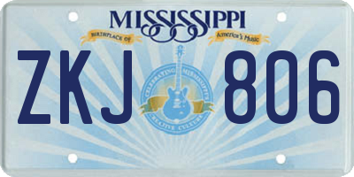 MS license plate ZKJ806