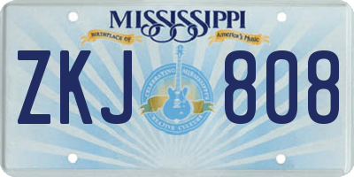 MS license plate ZKJ808
