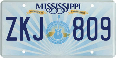 MS license plate ZKJ809