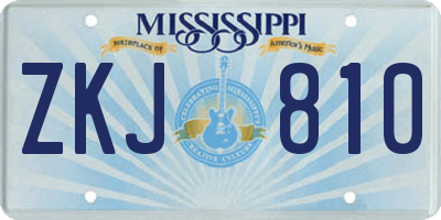 MS license plate ZKJ810