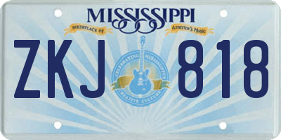 MS license plate ZKJ818