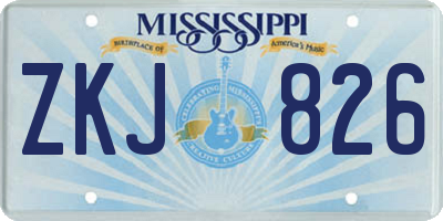 MS license plate ZKJ826