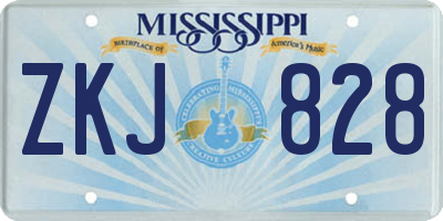 MS license plate ZKJ828