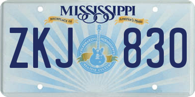 MS license plate ZKJ830
