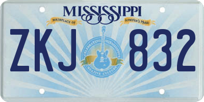 MS license plate ZKJ832