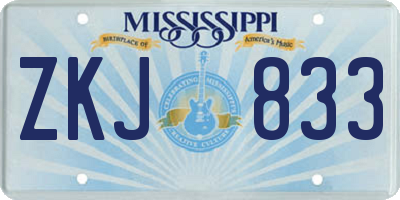 MS license plate ZKJ833