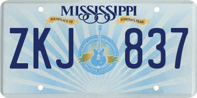 MS license plate ZKJ837