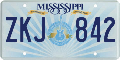 MS license plate ZKJ842