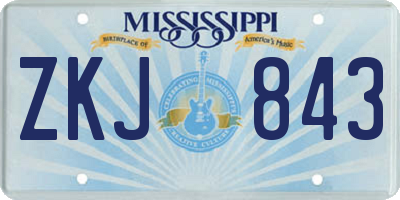 MS license plate ZKJ843