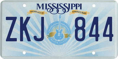 MS license plate ZKJ844