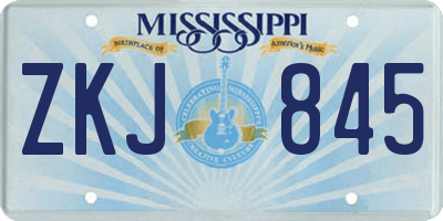 MS license plate ZKJ845