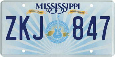 MS license plate ZKJ847