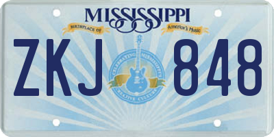 MS license plate ZKJ848