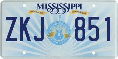 MS license plate ZKJ851