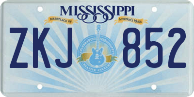 MS license plate ZKJ852
