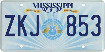 MS license plate ZKJ853