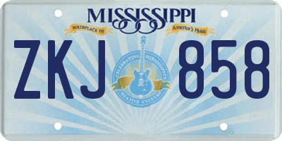 MS license plate ZKJ858