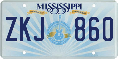 MS license plate ZKJ860