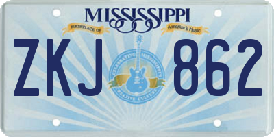 MS license plate ZKJ862